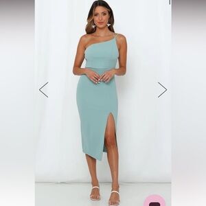 HELLO MOLLY TAKING IT BACK DRESS SAGE